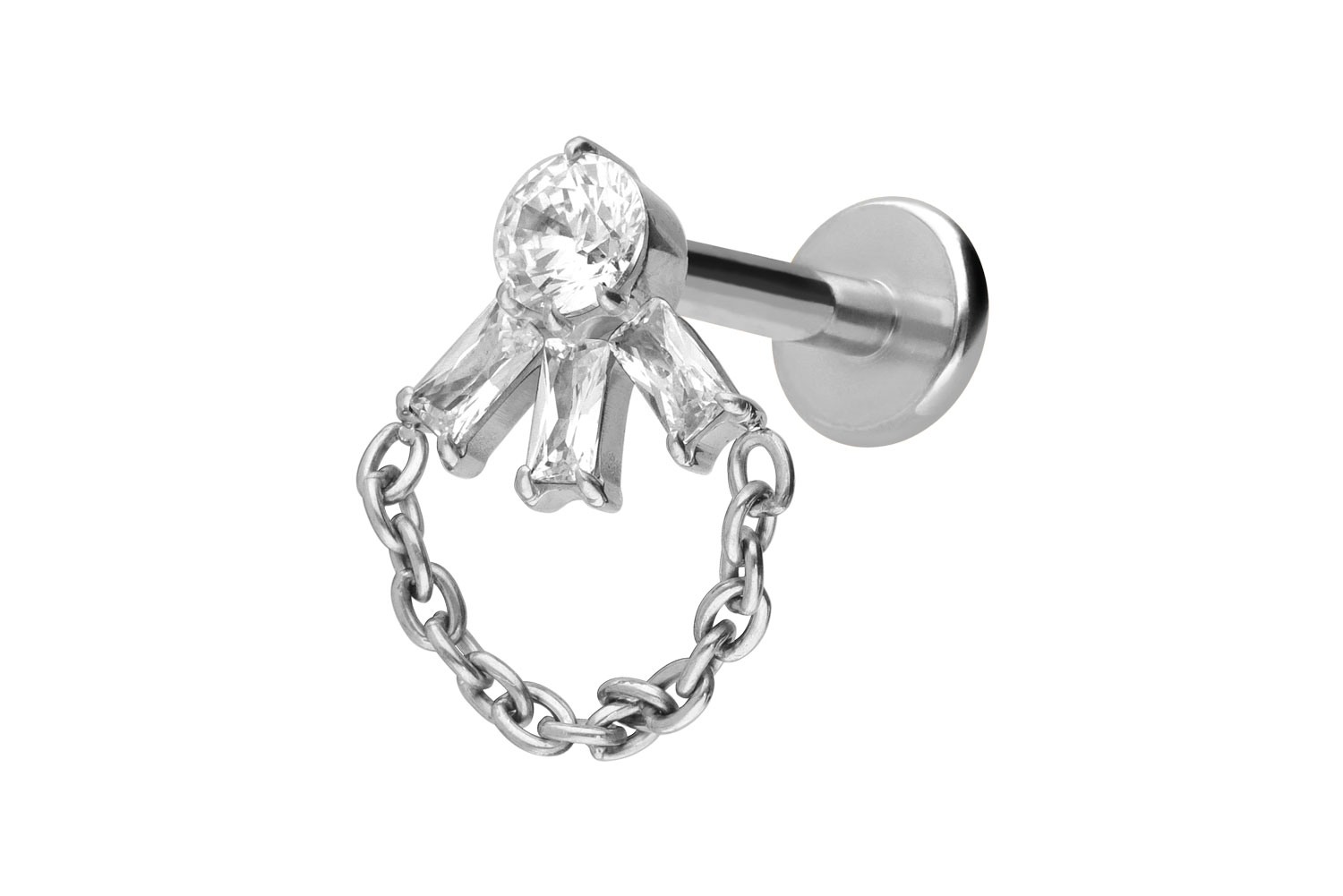 Titan Labret Piercing mit Innengewinde LOTUSBLÜTE + KETTE